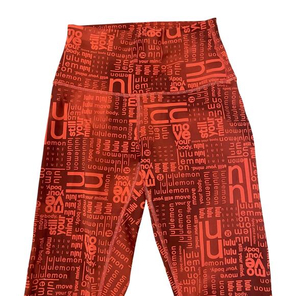 Lululemon Wunder Train Leggings High-Rise Crop Tight Words Womens Sz 4 Ombre Red - Picture 7 of 14
